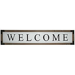 Bee & Willow™ Welcome 8-Inch x 40-Inch Metal Wall Sign in White/Brown