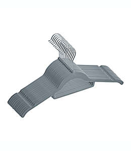 Ganchos de plástico aterciopelados para camisas Real Simple® Slimeline color gris, Set de 12
