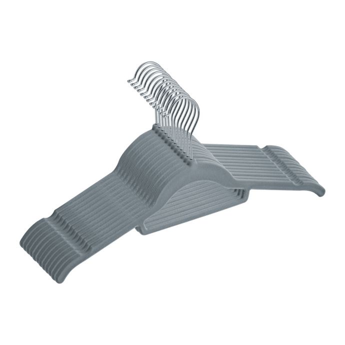 Real Simple® Slimline Velvet Shirt Hangers in Grey (Set of 12) Bed