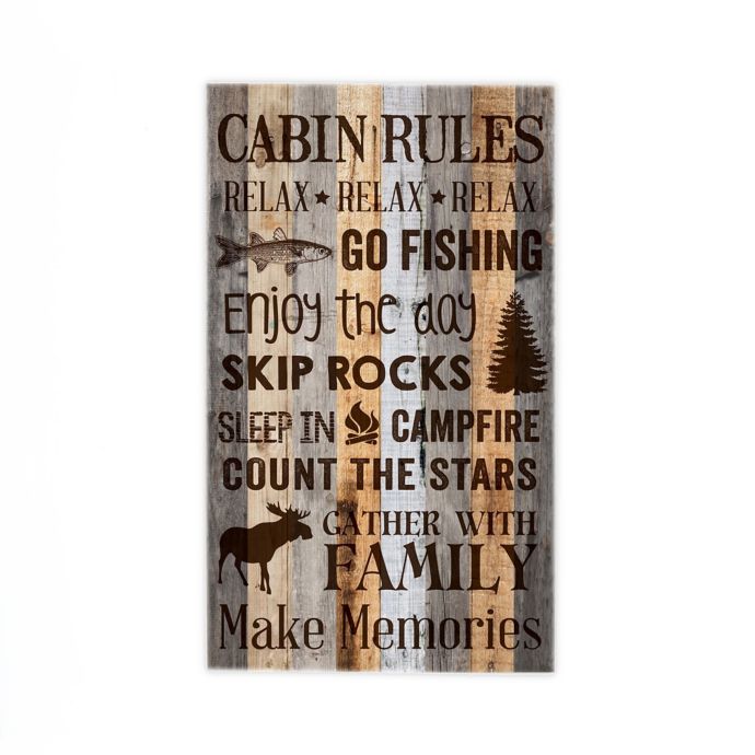 P Graham Dunn Pallet Cabin Rules 14 Inch X 24 Inch Wall Decor Bed Bath Beyond
