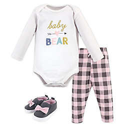 Hudson Baby® Size 0-3M 3-Piece Baby Bear Long Sleeve Bodysuit, Pant, and Shoe Set in Pink