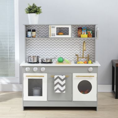 Teamson&trade; Kids Little Chef Berlin Modern Play Kitchen in Grey/White. View a larger version of this product image.