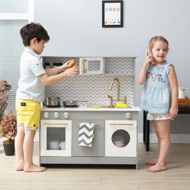 Teamson&trade; Kids Little Chef Berlin Modern Play Kitchen in Grey/White. View a larger version of this product image.