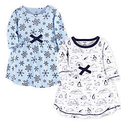 Touched by Nature Size 4T Long-Sleeve 2-Pack Arctic Organic Cotton Dresses in Blue