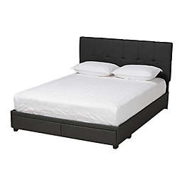 Baxton Studio® Leopold Upholstered Platform Bed with Storage