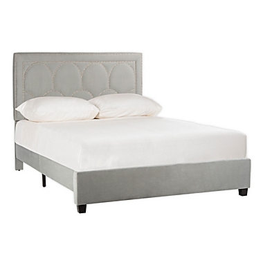 Safavieh Solania Queen Velvet Platform Bed in Pewter. View a larger version of this product image.