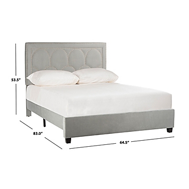 Safavieh Solania Queen Velvet Platform Bed in Pewter. View a larger version of this product image.