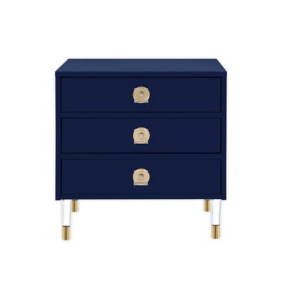 Nicole Miller Nairi 3 Drawer Side Table, Navy Side Table With Drawers