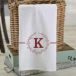 Bee & Willow™ Floral Initial Personalized Tea Towel in Red
