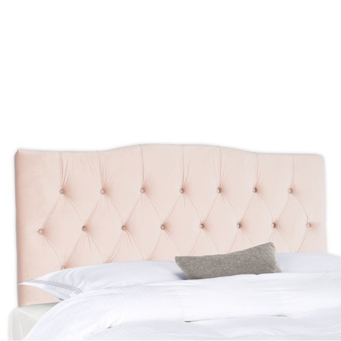 Safavieh Axel Button Tufted Linen Headboard in Blush Pink ...