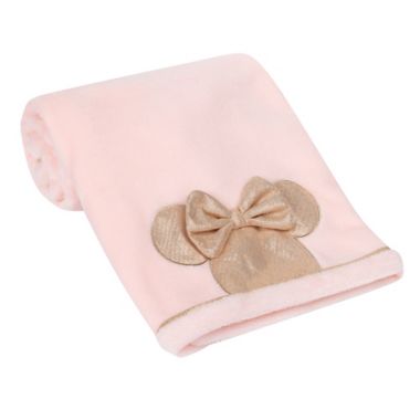 Disney&reg; Minnie Mouse Lux Applique Receiving Blanket in Pink. View a larger version of this product image.