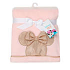 Alternate image 2 for Disney&reg; Minnie Mouse Lux Applique Receiving Blanket in Pink