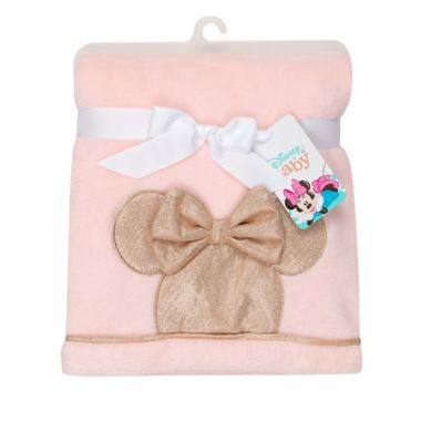 Disney&reg; Minnie Mouse Lux Applique Receiving Blanket in Pink. View a larger version of this product image.
