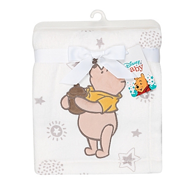 Disney&reg; Winnie the Pooh Lux Applique Receiving Blanket in Beige. View a larger version of this product image.