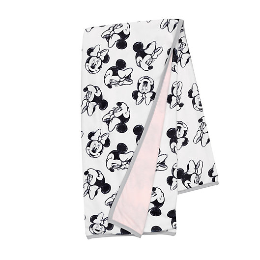 Alternate image 1 for Disney® Minnie Mouse Sketch Receiving Blanket in White/Pink