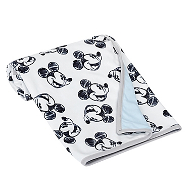 Disney&reg; Mickey Mouse Sketch Receiving Blanket in White/Blue. View a larger version of this product image.