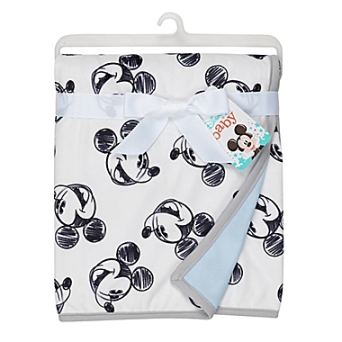 Disney&reg; Mickey Mouse Sketch Receiving Blanket in White/Blue. View a larger version of this product image.