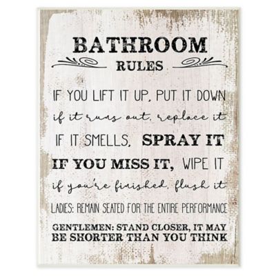 &quot;Bathroom Rules&quot;  Framed Wall Art in White