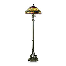 Quoizel® West End Tiffany 2-Light Floor Lamp in Brushed Bullion with Glass Shade