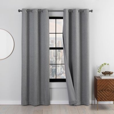 Eclipse Mooreland 84-Inch Grommet 100% Blackout Windor Curtain Panels in Charcoal (Set of 2)