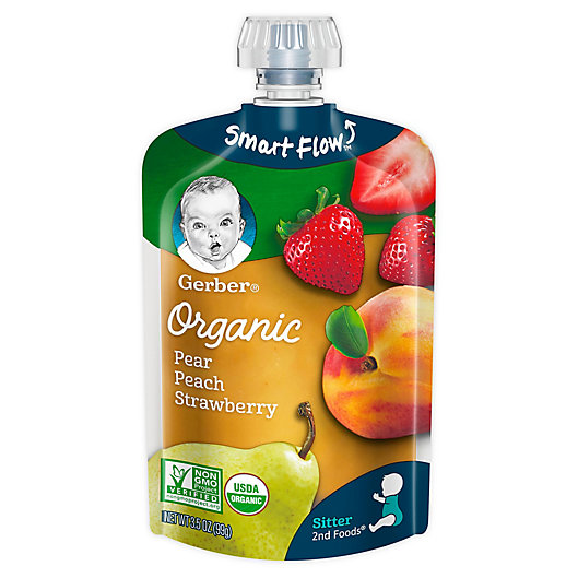 Alternate image 1 for Gerber® 2nd Foods® Organic Pear, Peach & Strawberry Puree Pouch 3.5 oz.