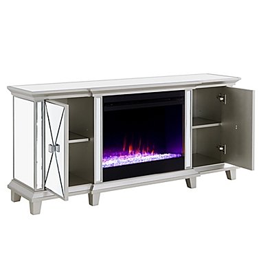 Southern Enterprises Toppington Color Changing Fireplace in Silver. View a larger version of this product image.