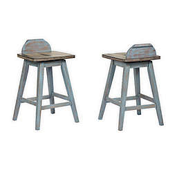 K&B Furniture Adirondack Backless Counter Stools in Grey/Blue (Set of 2)