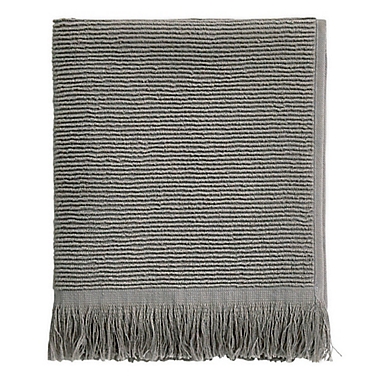 Ribbed Fringe Hand Towel in Grey. View a larger version of this product image.