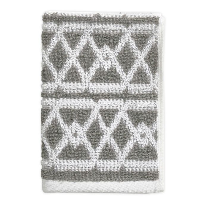 Style Lounge Geo Sculpt Fingertip Towel in Grey Bed Bath and Beyond