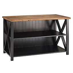 Forest Gate™ Wheatland Solid Wood Farmhouse Console Table Bookcase in Black