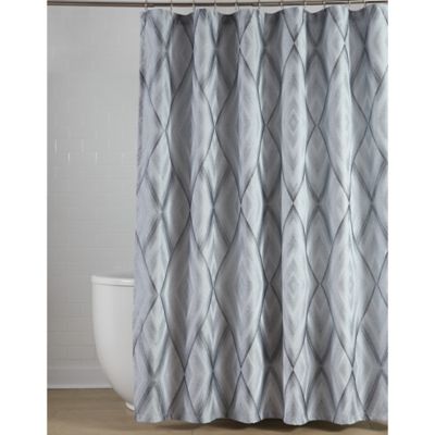 blue grey white shower curtain