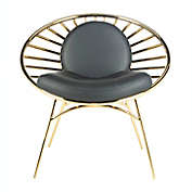 Safavieh Nina Faux Leather Hoop Chair in Gold/Black