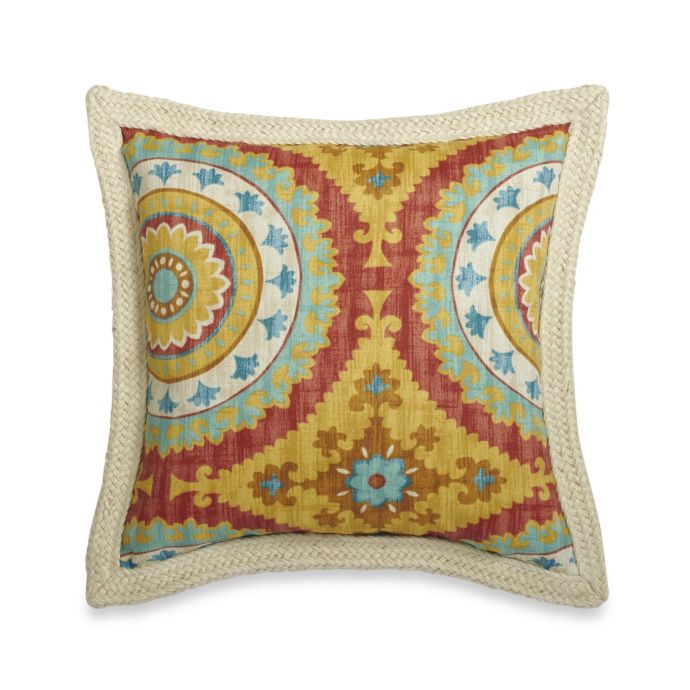18 Inch Square Decorative Pillow With Trim In Sunset Bed Bath