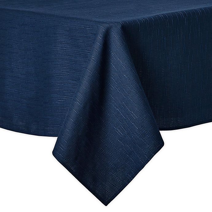 Alternate image 1 for Artisanal Kitchen Supply® Stitches 60-Inch x 120-Inch Oblong Tablecloth in Navy