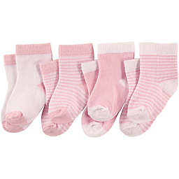 Luvable Friends® Size 6-12M 4-Pack Basic Cuff Socks in Pink