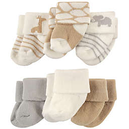 Luvable Friends® Size 0-3M 6-Pack Safari Socks in Cream