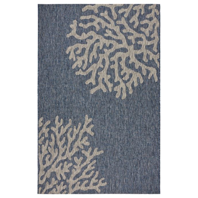 Lr Home Delicate Reef Indoor Outdoor Area Rug In Navy Grey Bed Bath Beyond