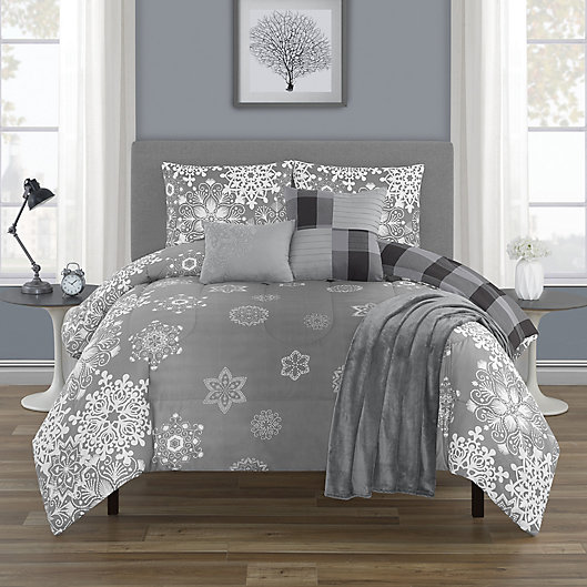 Alternate image 1 for Crystal Palace 6-Piece Reversible King Comforter Set in Grey