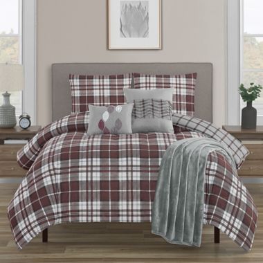 Graham Plaid 6-Piece Reversible Queen Comforter Set in Red. View a larger version of this product image.