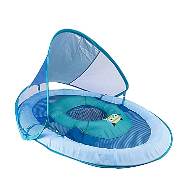 Adjustable Canopy BLUE w/CARRY TOTE 50+UPF NEW Baby Pool Float w/Safety Spring 
