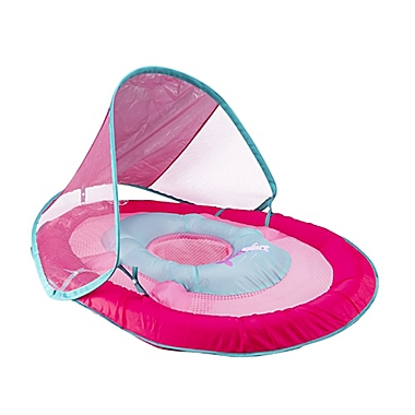 SWIMWAYS BABY SPRING FLOAT WITH CANOPY 9-24 MONTHS PINK TURQUOISE WITH FISH 