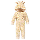 Alternate image 0 for Hudson Baby&reg; Size 0-3M Giraffe Fleece Hooded Jumpsuit in Brown
