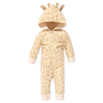 Hudson Baby&reg; Size 0-3M Giraffe Fleece Hooded Jumpsuit in Brown