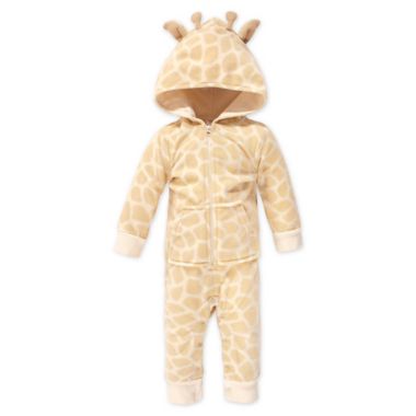 Hudson Baby&reg; Giraffe Fleece Hooded Jumpsuit in Brown. View a larger version of this product image.