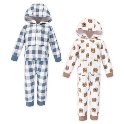 bear hooded fleece jumpsuit