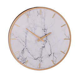 Southern Enterprises Lenzienne Faux Marble 19.75-Inch Wall Clock in White