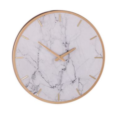 Southern Enterprises Lenzienne Faux Marble 19.75-Inch Wall Clock in White. View a larger version of this product image.