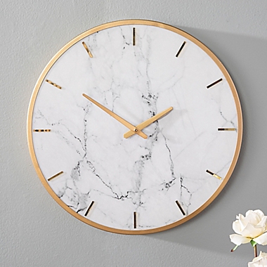 Southern Enterprises Lenzienne Faux Marble 19.75-Inch Wall Clock in White. View a larger version of this product image.