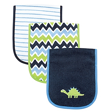 Luvable Friends&reg; 4-Pack Dino Burp Cloths in Blue. View a larger version of this product image.