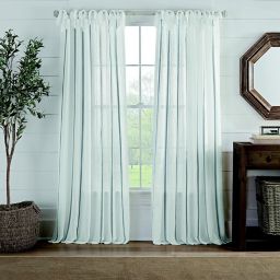 Cambria® Fontaine 95-Inch Tie Top Light Filtering Curtain Panel in White/Blue (Single)